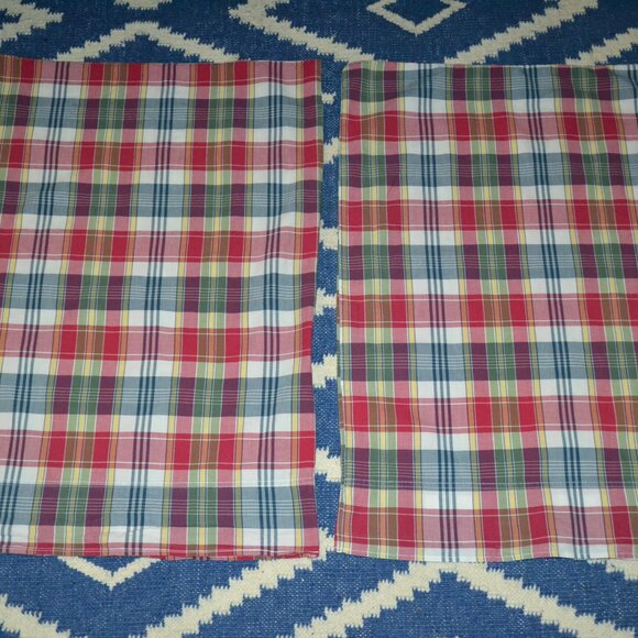 2 Vintage Ralph Lauren POLO SUNDECK PLAID/MADRAS STANDARD Pillowcases - Picture 2 of 4